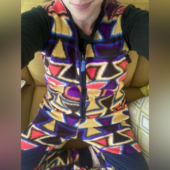 🛑Patagonia Synchilla Jumpsuit Fleece-Lab Patched Vision Quest Big:Catalan Coral - Picture 7 of 8